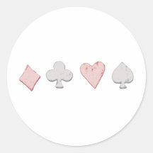 Playing Card Suit Row Round Stickers