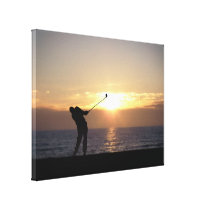 Playing Golf At Sunset Canvas Print