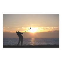 Playing Golf At Sunset Rectangular Sticker