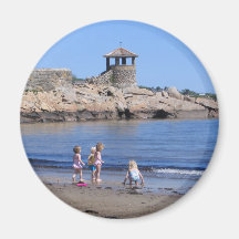 Playing On the Beach in Rockport, MA Refrigerator Magnet
