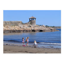 Playing On the Beach in Rockport, MA Post Cards