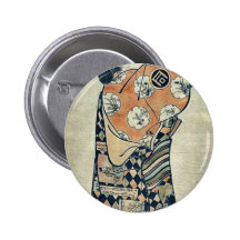 Playing with a puppet by Okumura, Masanobu Ukiyoe Button