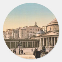 Plaza et église de San Francisco di Paola, Naples Adhésifs Ronds