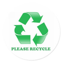 Please Recycle. Recycling Awareness. Go Green. Round Stickers