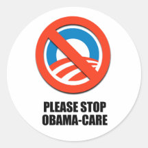 Please stop Obamacare Round Stickers