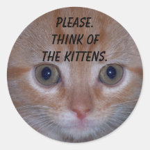 Please. Think of the kittens. Round Stickers