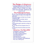 Pledge of Allegiance/ National Anthem/ America business cards