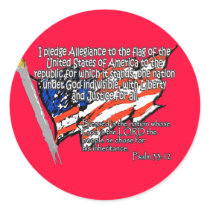 Pledge of Allegiance Psalm 33:12 Round Stickers