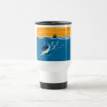Plongée d'espadons de marlin bleu avec le bateau d mug à café
