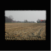 Plowed Field in Winter. Scenic. Photo Cut Out