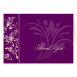 Plum and Champagne Floral Scroll Thank You Greeting Cards