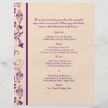 Plum and Champagne Floral Scroll Wedding Menu Flyer