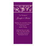 Plum and Champagne Floral Scroll Wedding Program Rack Card Template