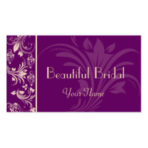 Plum and Cream Floral Scroll Business Card