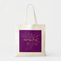 Plum and Cream Floral Scroll Tote Bag
