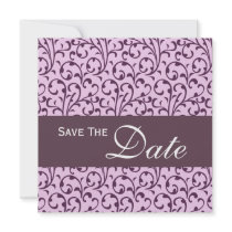 Plum and Lilac Swirl Monogram Wedding Invitation