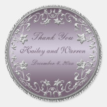 Plum and Pewter 3" Diameter Round Sticker