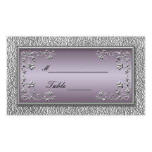 Plum and Pewter Floral Placecards Business Card Template