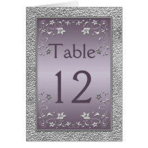 Plum and Pewter Floral Table Card