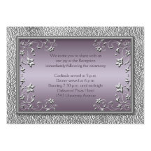 Plum and Pewter Reception Card Business Card Templates