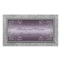Plum and Pewter Wedding Favour Tags Business Card