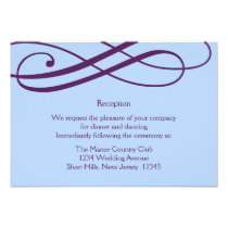 Plum and Powder Blue Swirls Reception Card invitations