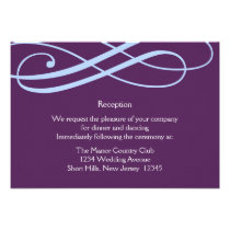 Plum and Powder Blue Swirls Reception Card invitations