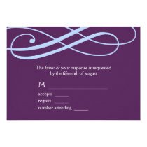 Plum and Powder Blue Swirls Response Card invitations