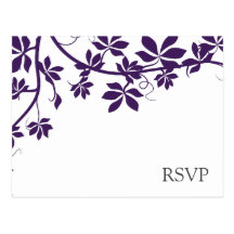 Plum And White RSVP Response Cards Post Cards
