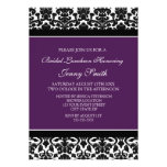 Plum Black Damask Bridal Lunch Invitation Cards