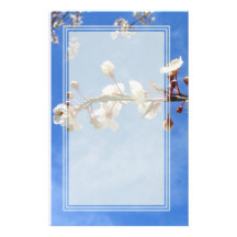 Plum Blossoms Blue Sky Blank Stationery