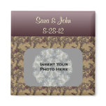 Plum Brown Flowers Wedding Photo Magnet