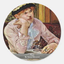 Plum By Manet Edouard Round Sticker
