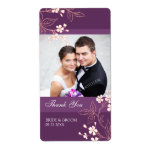 Plum Coral Floral Photo Wedding Labels