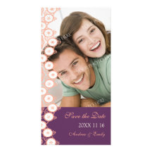 Plum Coral Save the Date Wedding Photo Cards