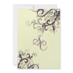 Plum+ cream swirls  Wedding Invitations