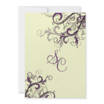 Plum+ cream swirls  Wedding Invitations