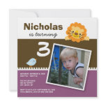 Plum Custom Lion & Birdie Birthday Party Invite