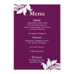 Plum Damask Wedding Menu Personalized Invites