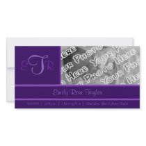 Plum Elegant Monogram Birth Announcement