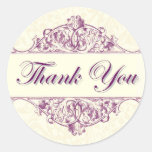 Plum Filigree Thank You Sticker