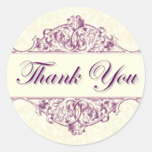 Plum Filigree Thank You Sticker