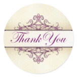 Plum Filigree with Champagne Thank You Sticker
