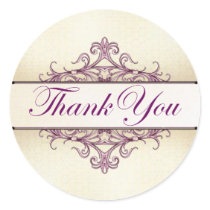 Plum Filigree with Champagne Thank You Sticker