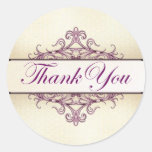Plum Filigree with Champagne Thank You Sticker