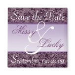 Plum Floral & Purple Ribbon Save the Date Magnet