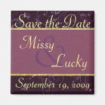 Plum Floral & Purple Ribbon Save the Date Magnet