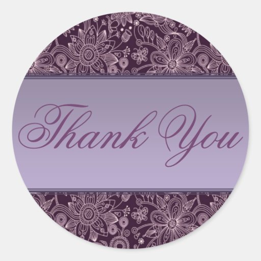 Plum Floral Thank You Sticker/Seal