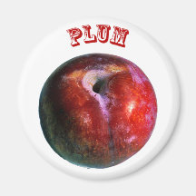 Plum - (Fridge Magnet Round)