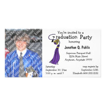 Plum Graduation Party Photo Invitation Photo Card Template